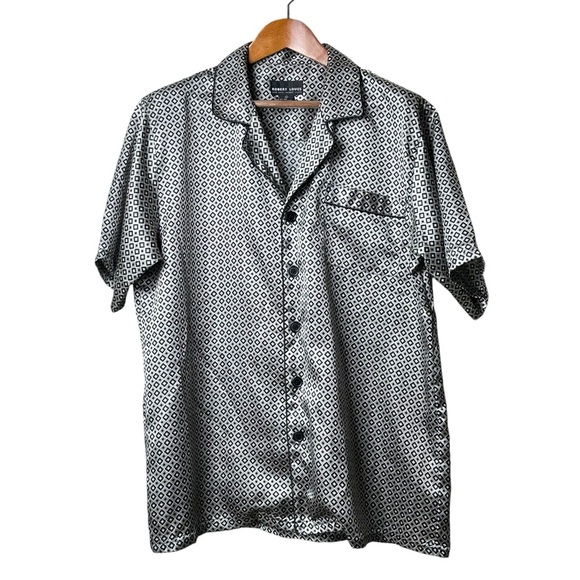 Vintage Robert Louis Large Silk Diamond Pattern Sleep Shirt Button Up Men's 90s - Picture 1 of 8